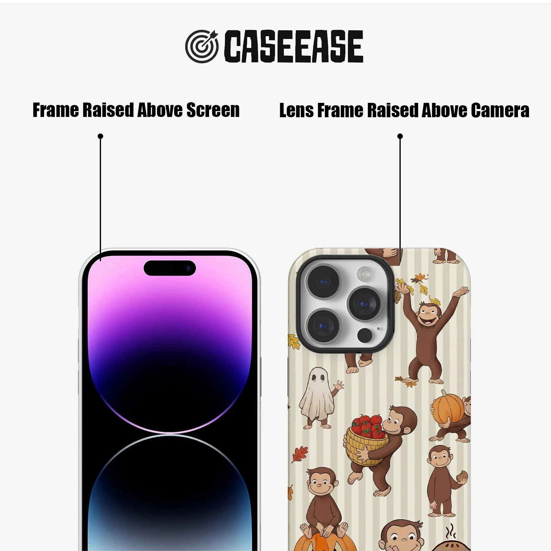 Funda para teléfono con temática otoñal de Curious George