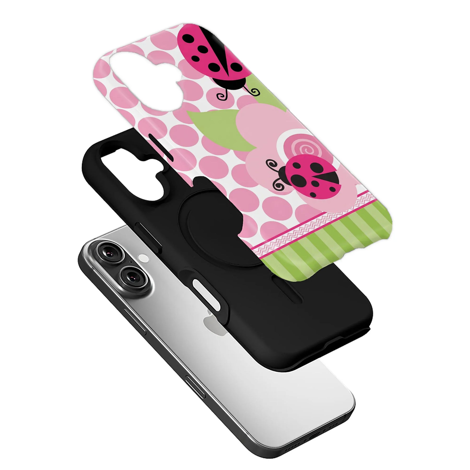 Cute Ladybug Phone Case – Pink Polka Dot, Kawaii & Cartoon Design