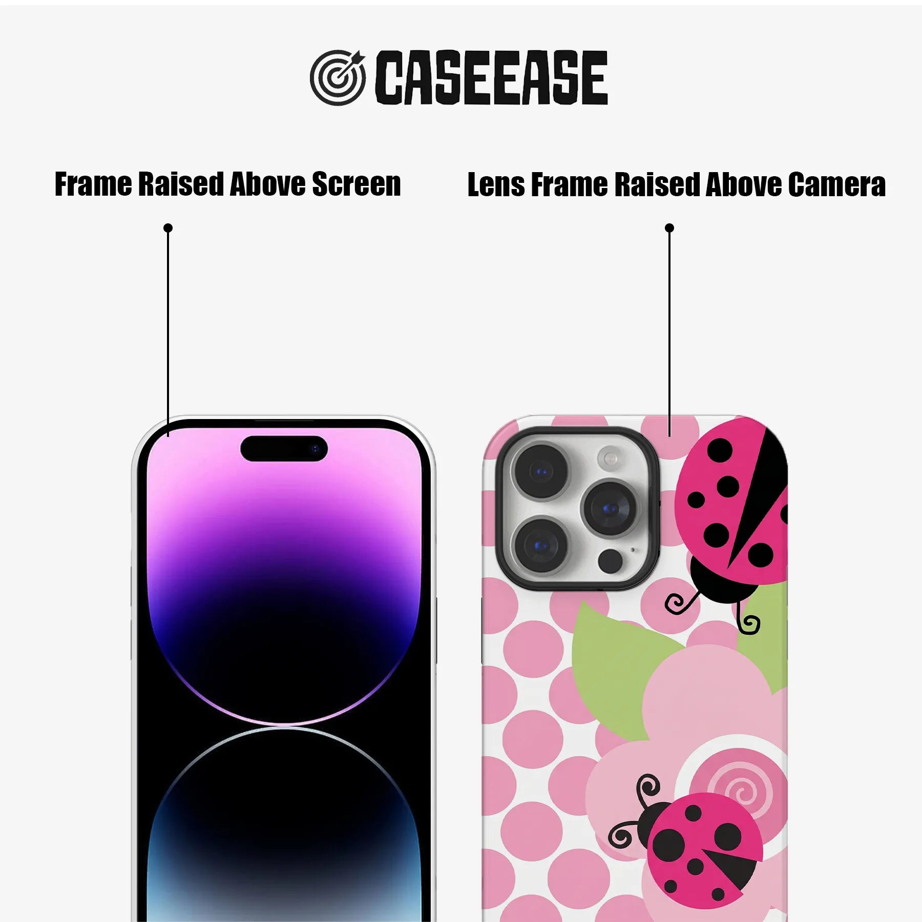 Cute Ladybug Phone Case – Pink Polka Dot, Kawaii & Cartoon Design