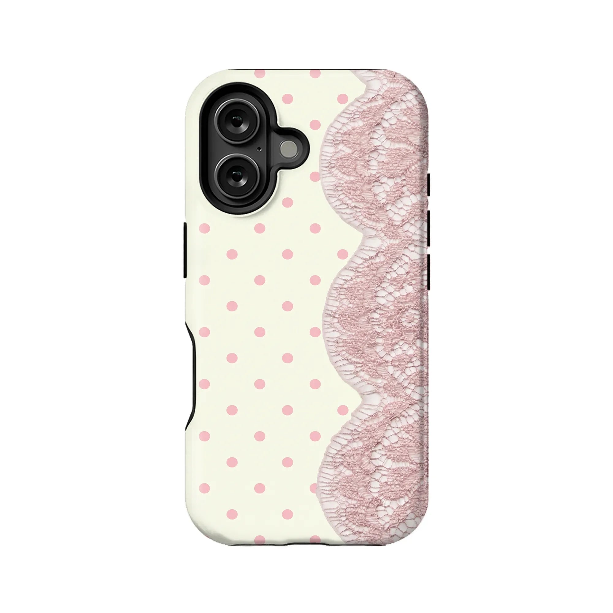 Chic Pink Lace Polka Dot Phone Case