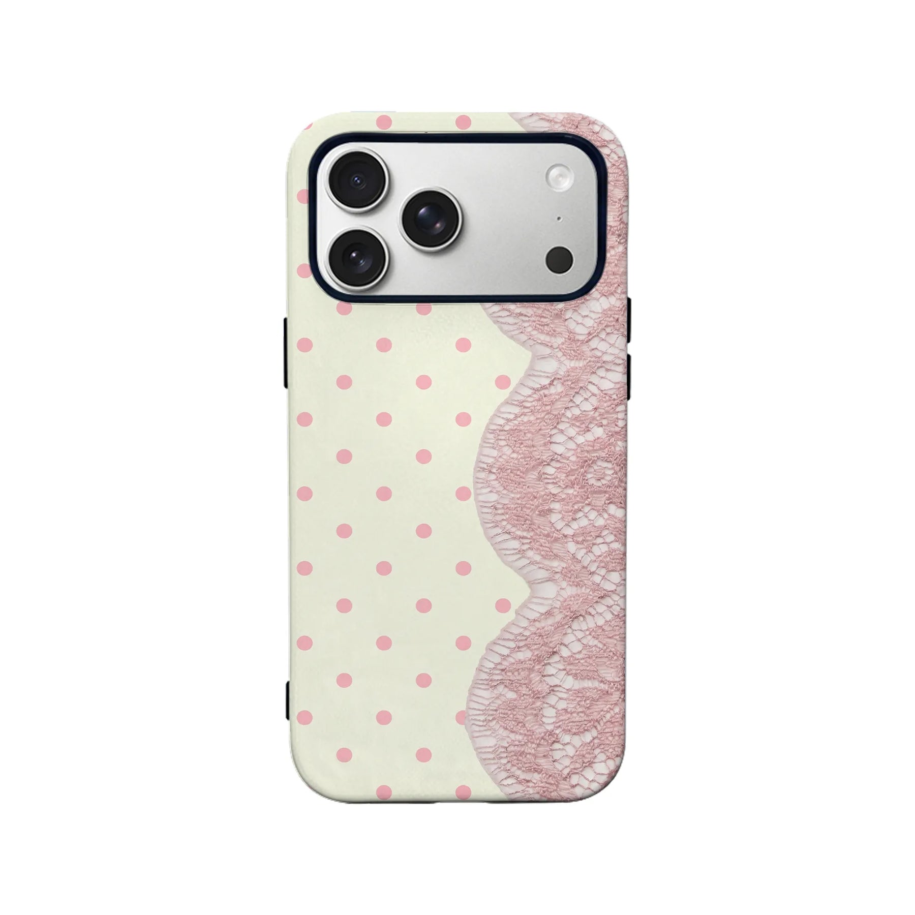Chic Pink Lace Polka Dot Phone Case