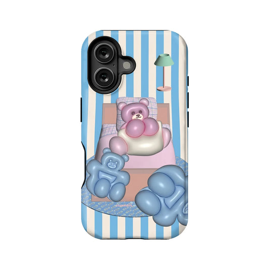 Cute Cartoon Bear Phone Case with Balloon Design