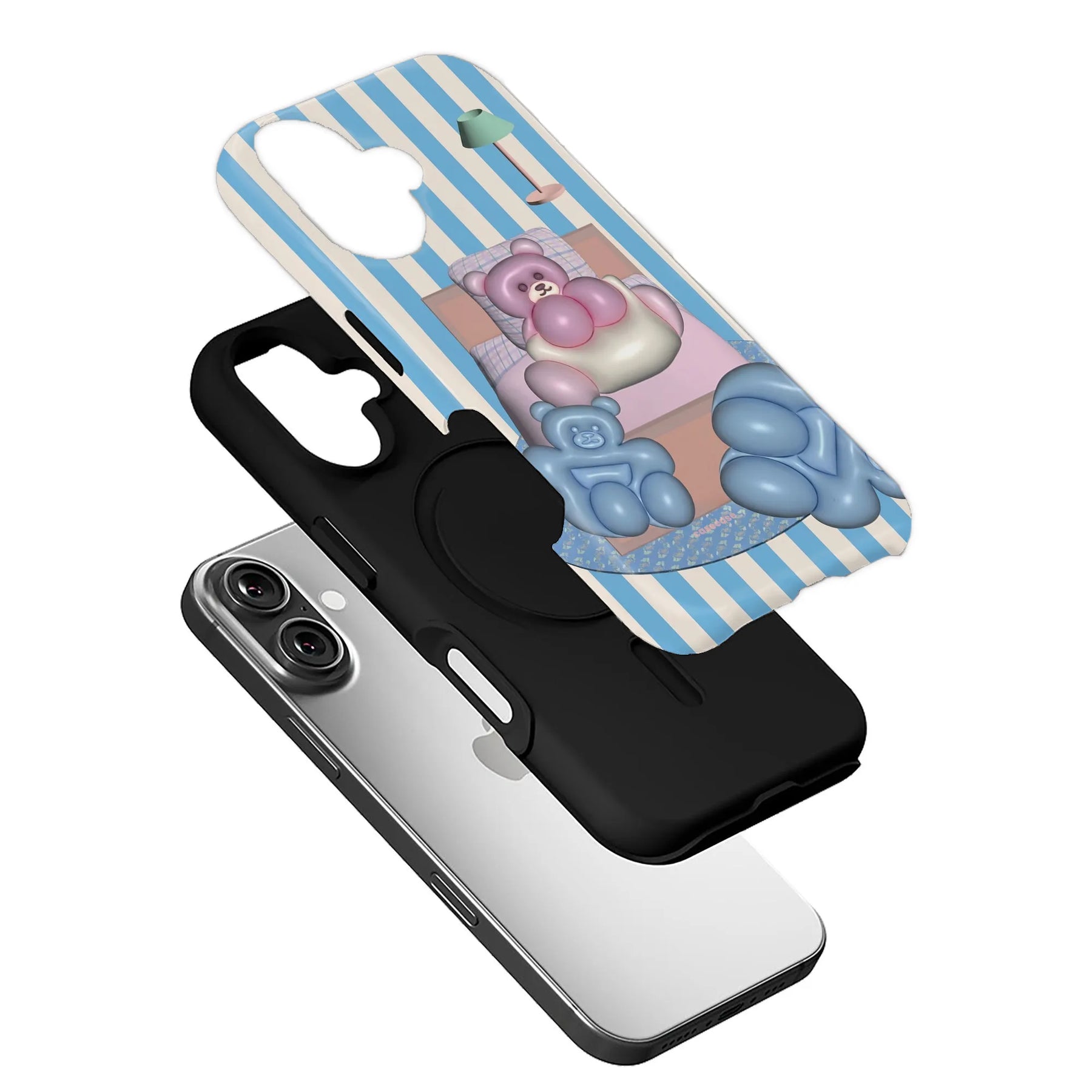 Cute Cartoon Bear Phone Case with Balloon Design