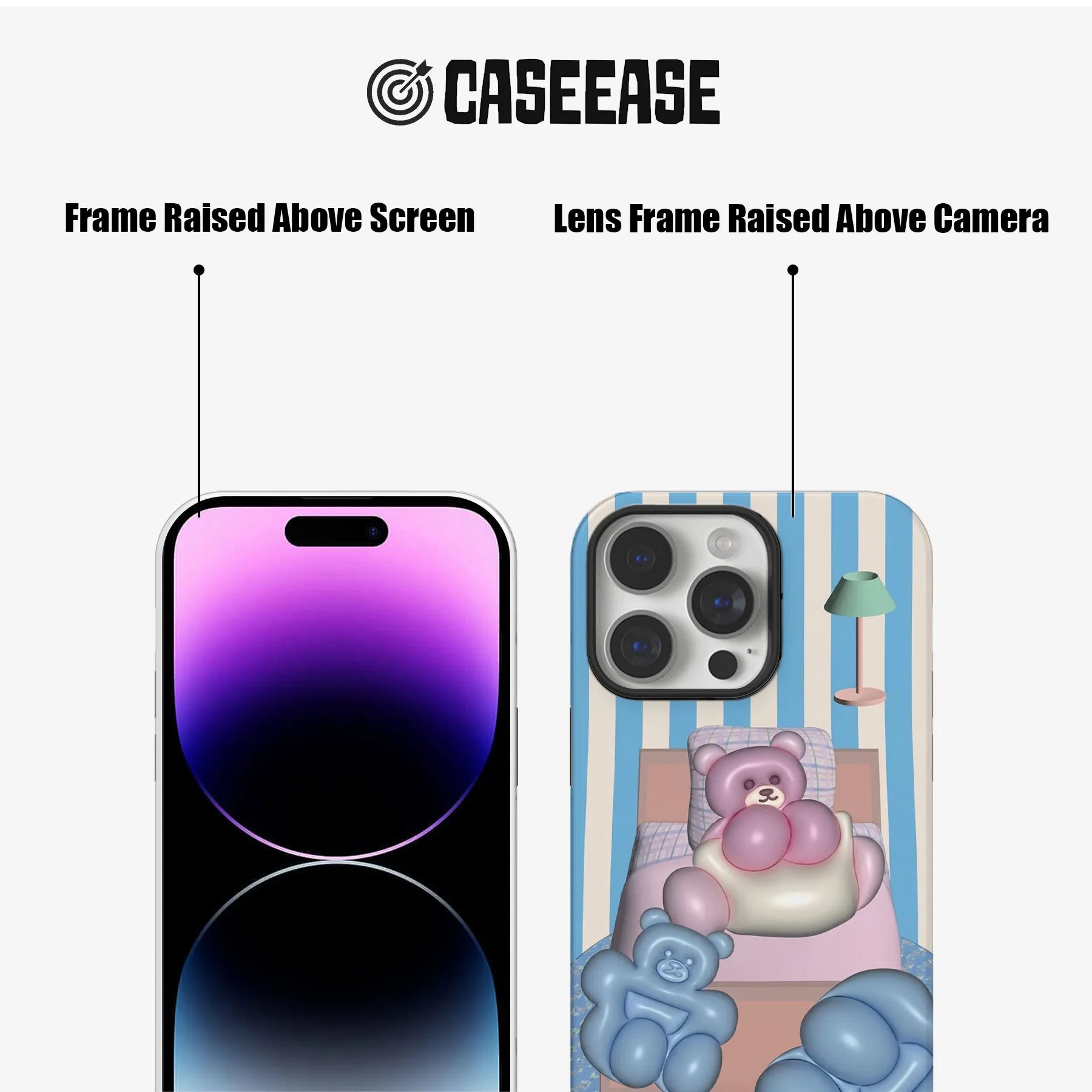 Cute Cartoon Bear Phone Case with Balloon Design