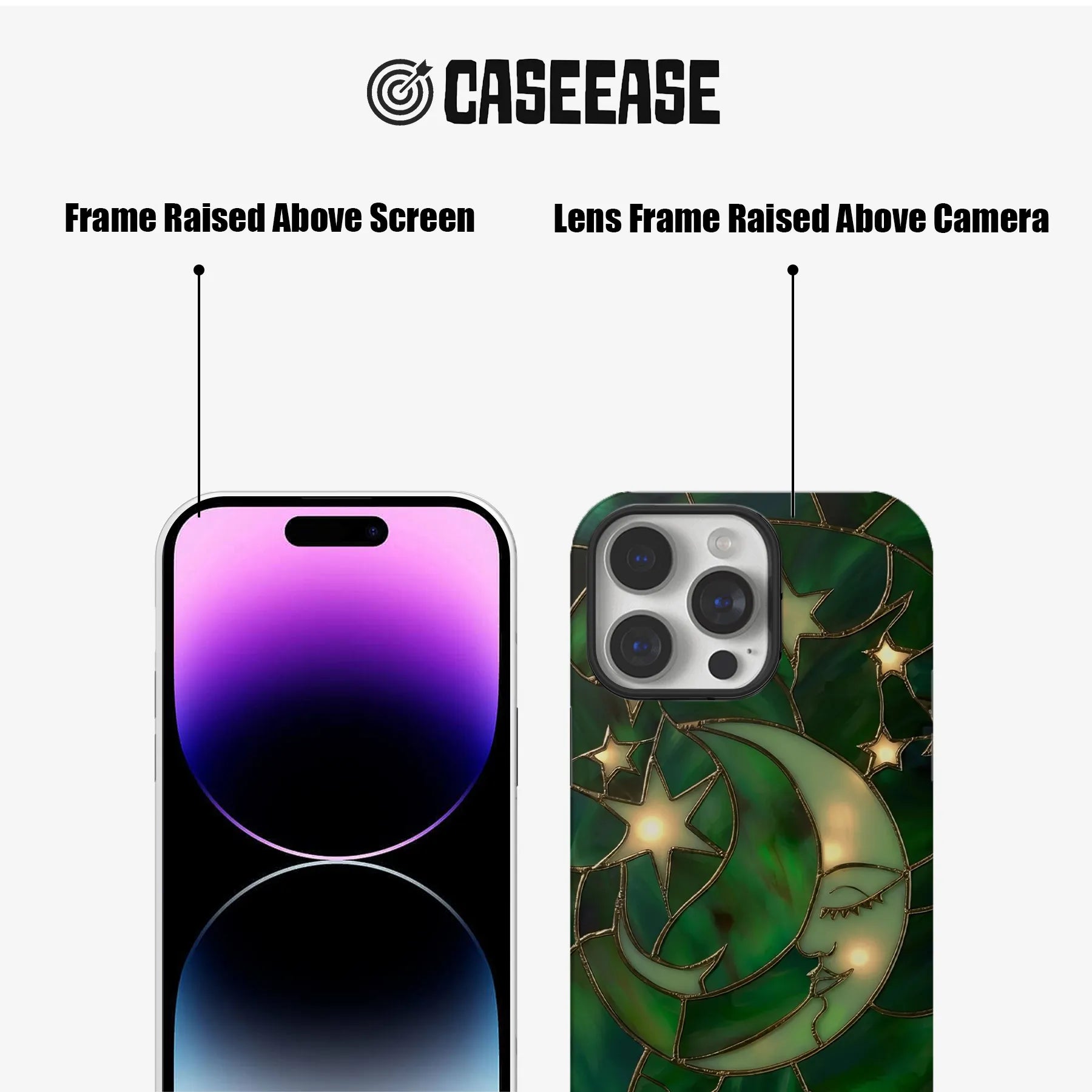 Moon and Stars Phone Case (Flat Printed Design, Not 3D)