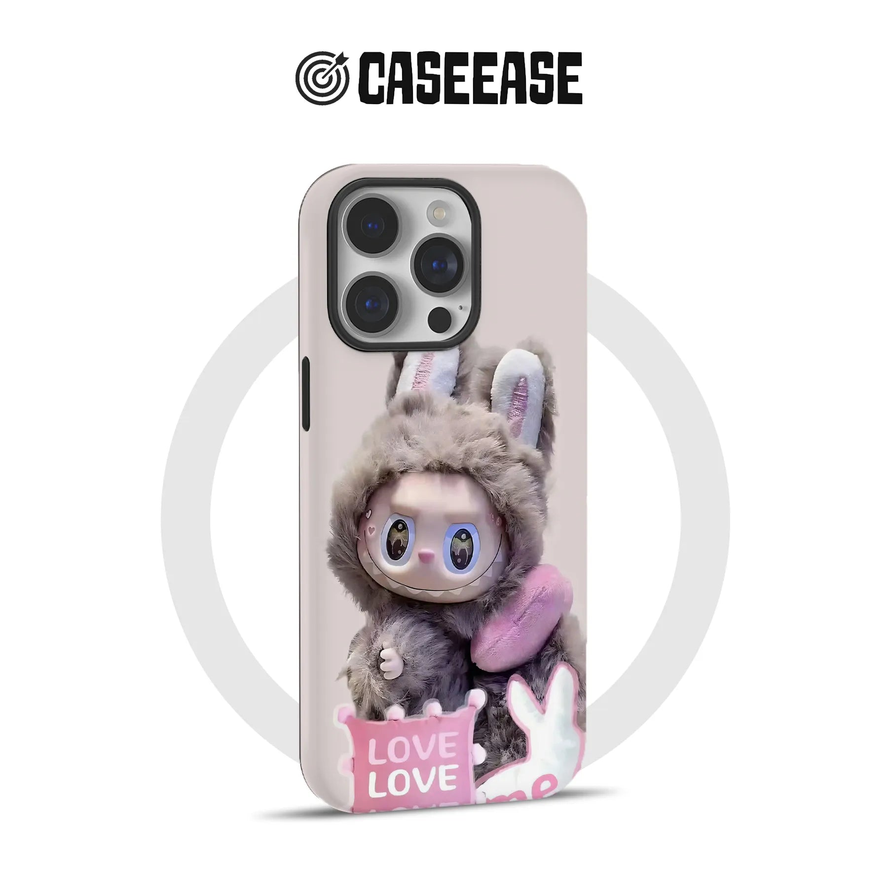 Bonita funda para teléfono con forma de conejito de peluche