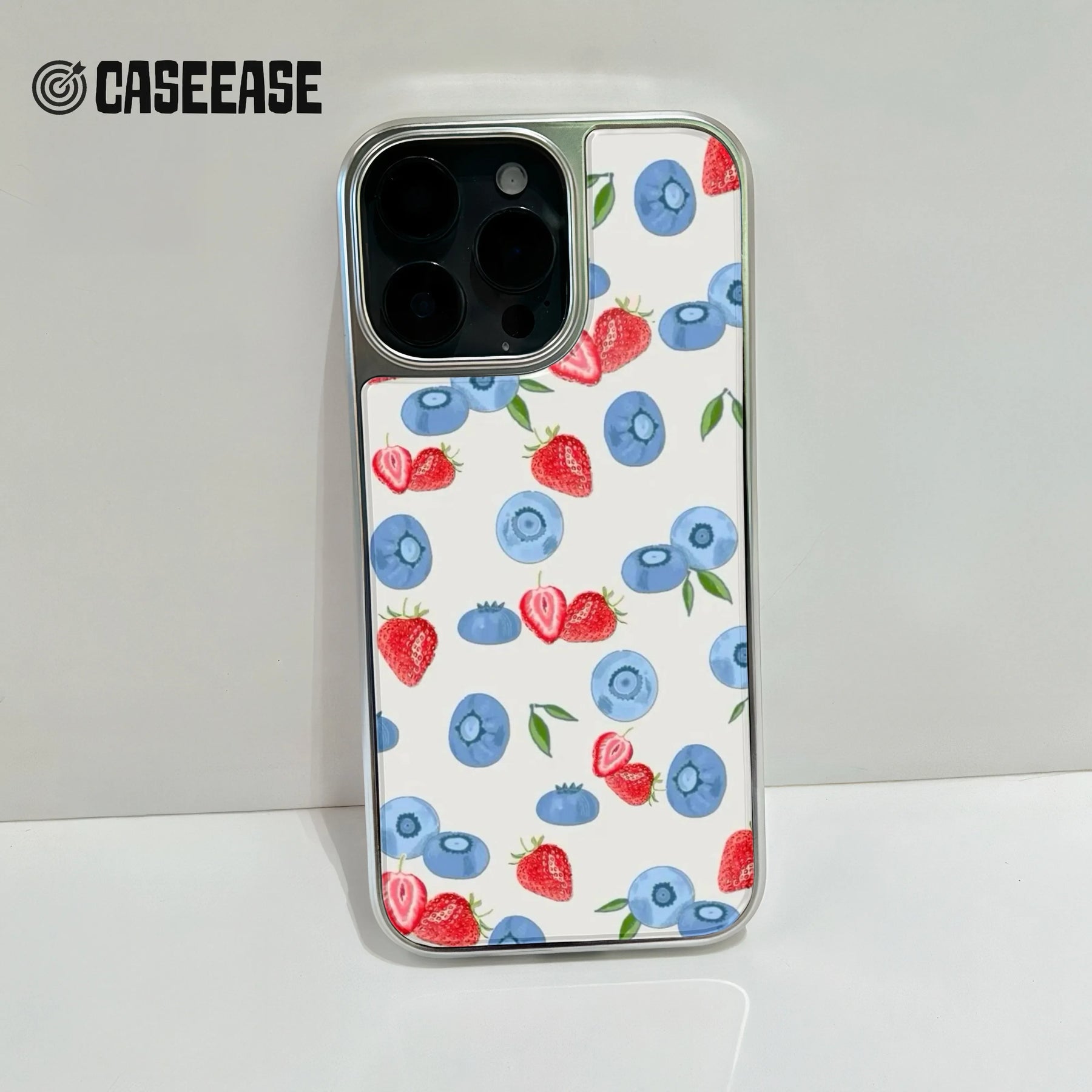 Holographic Chrome Berry Phone Case - Stylish Fruit Design
