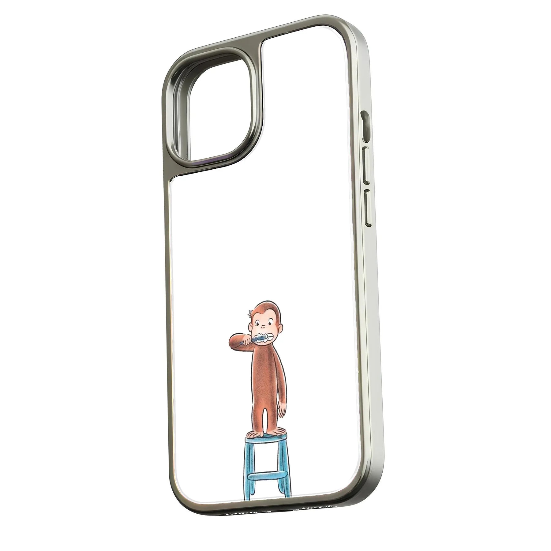 Funda para teléfono con George el curioso cepillándose los dientes