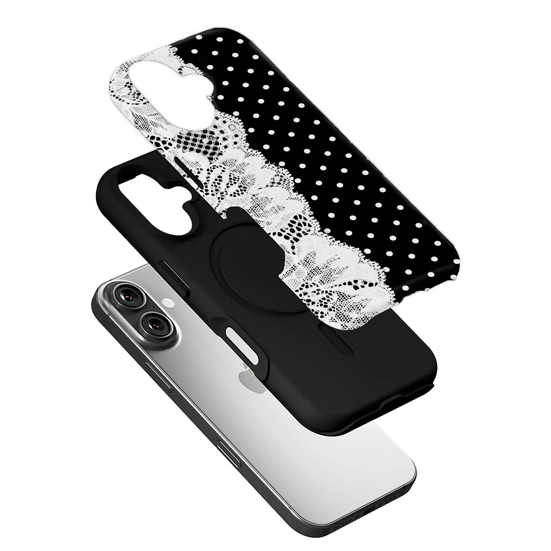 Chic Polka Dot and Lace Phone Case