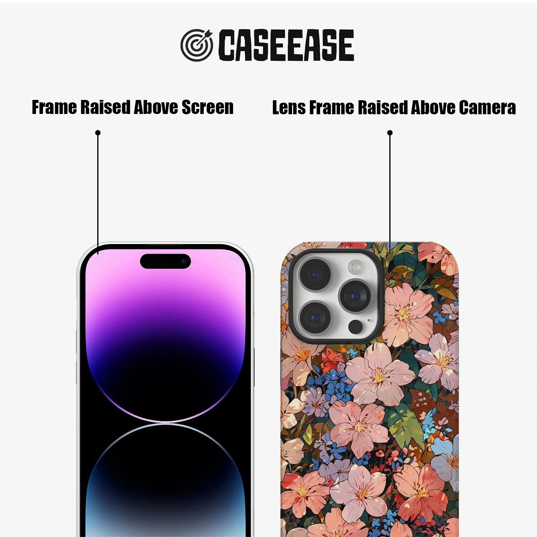 Funda para teléfono con diseño floral floreciente: Sakura y flores azules