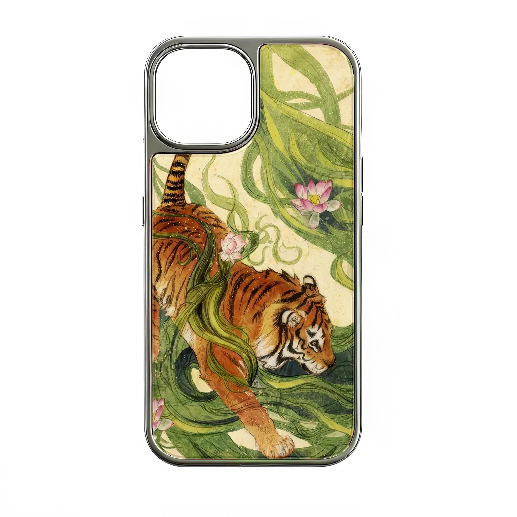 Holographic Chrome Tiger Phone Case - Exotic Nature Design