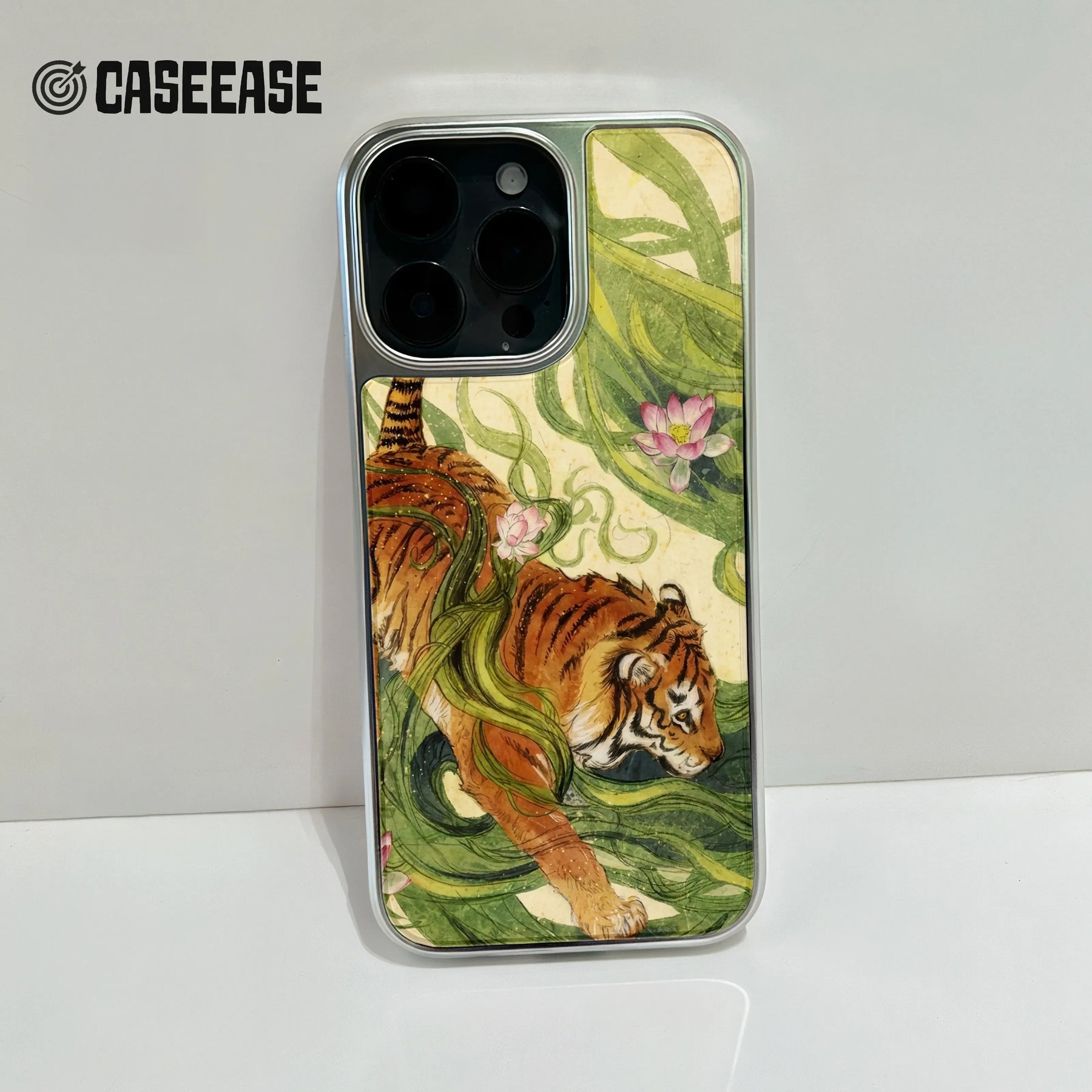 Holographic Chrome Tiger Phone Case - Exotic Nature Design