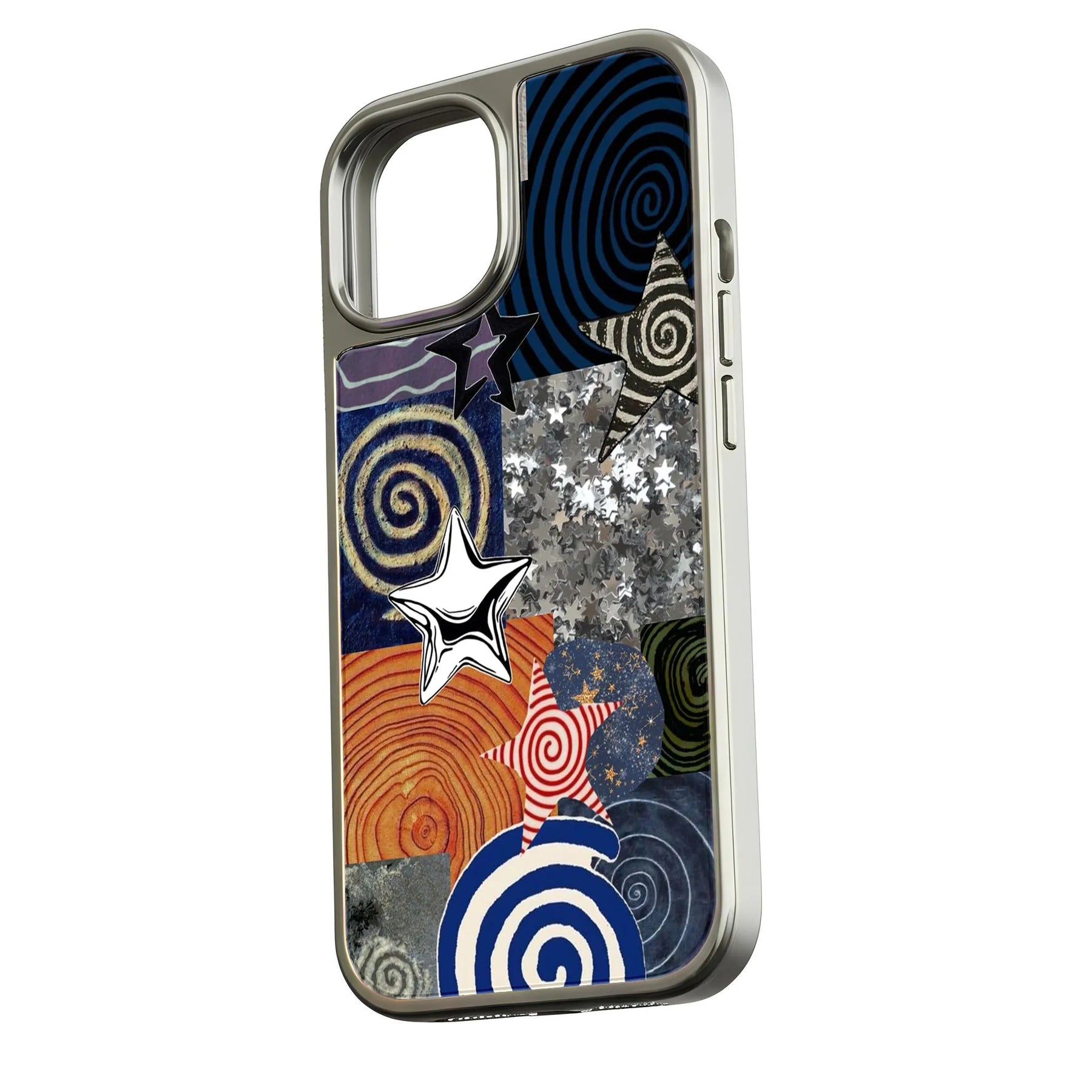 Funda holográfica cromada para teléfono: diseños estrellados y brillo metálico