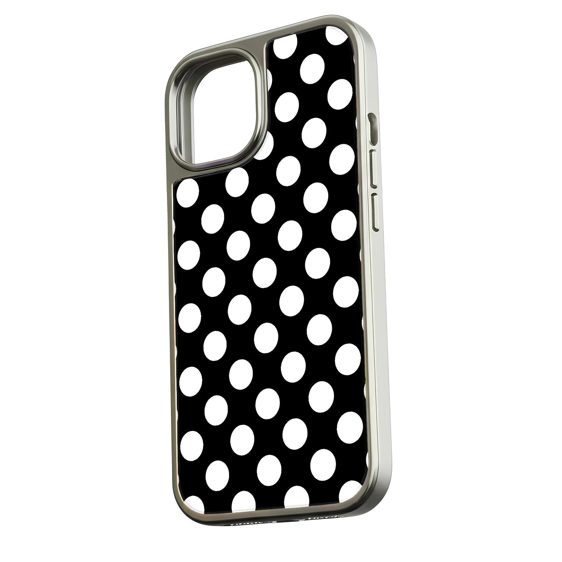 Holographic Chrome Polka Dot Phone Case - Classic Black & White Design
