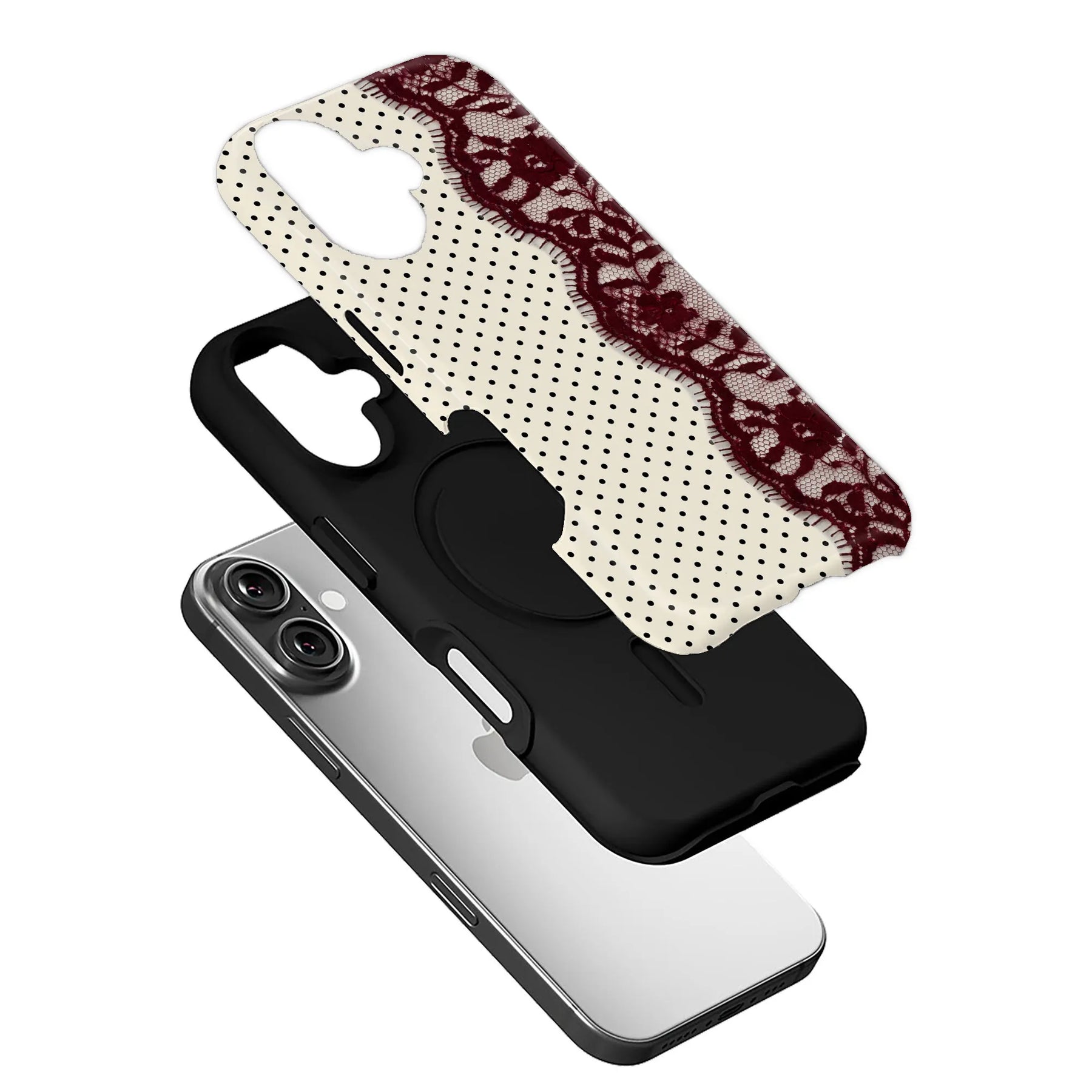 Elegant Lace and Polka Dot Phone Case