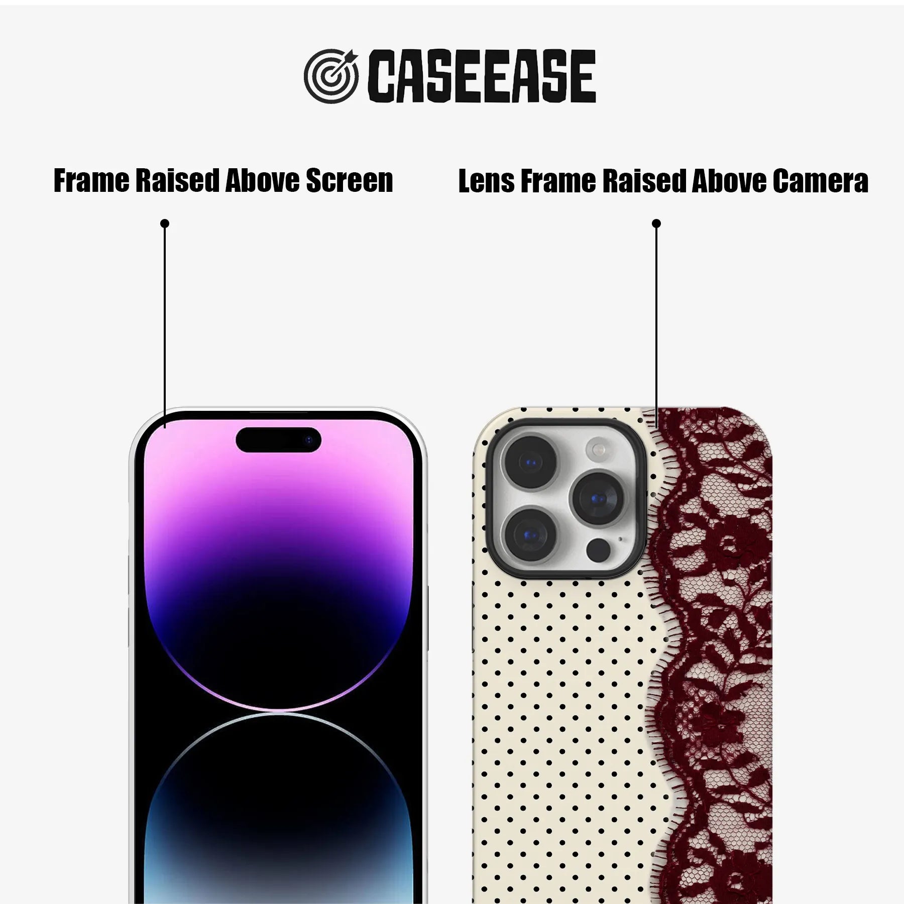Elegant Lace and Polka Dot Phone Case