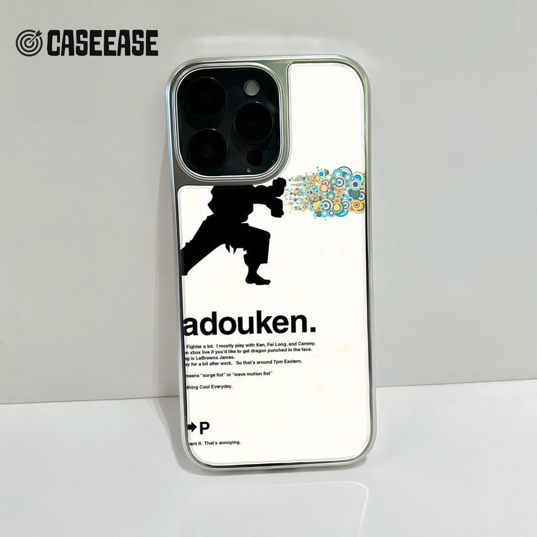 Funda holográfica cromada Adouken para teléfono - Diseño artístico de videojuegos