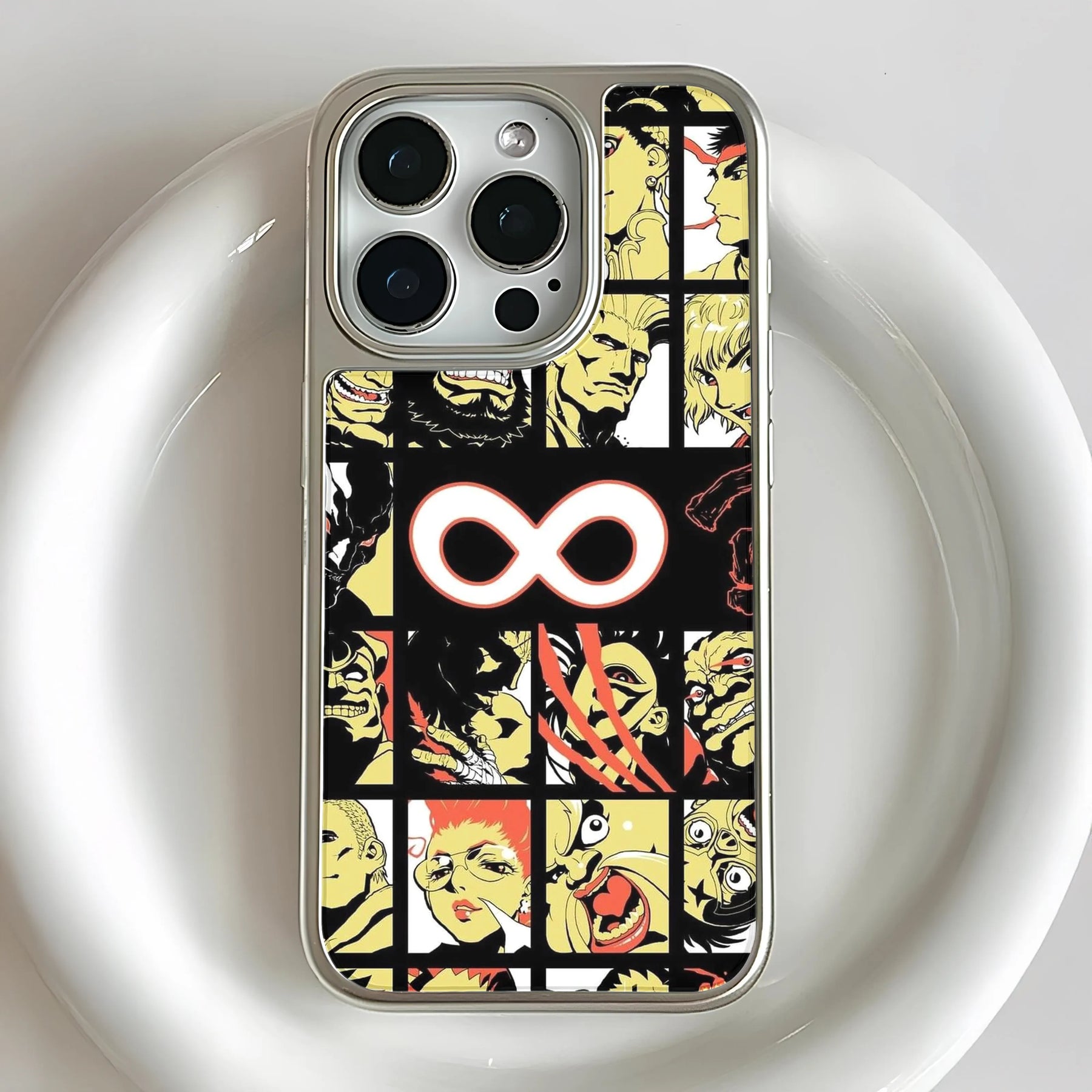 Funda holográfica cromada para teléfono - Diseño de personajes retro