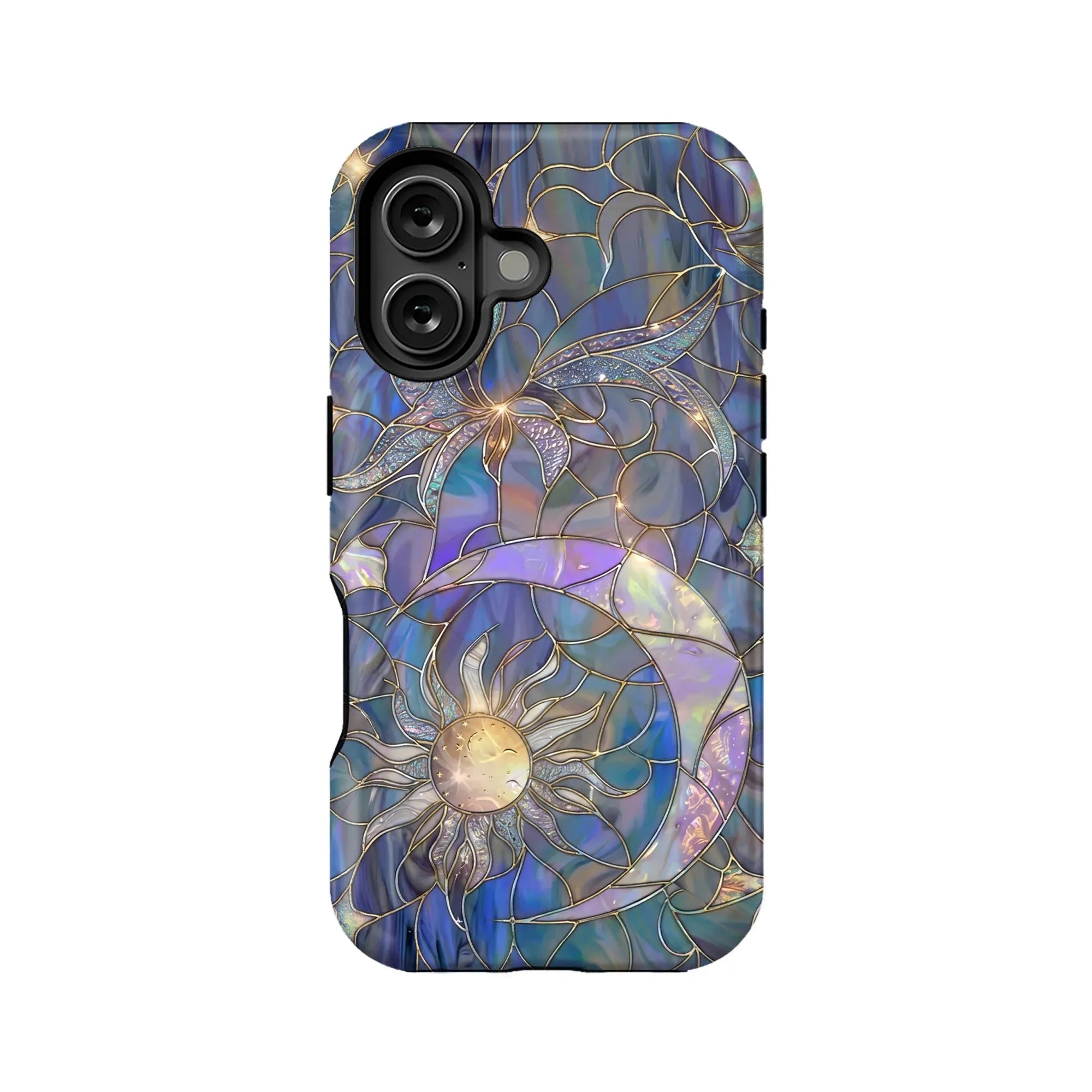 Stained Glass Sun and Moon Phone Case (Flat Printed Design, Not 3D)