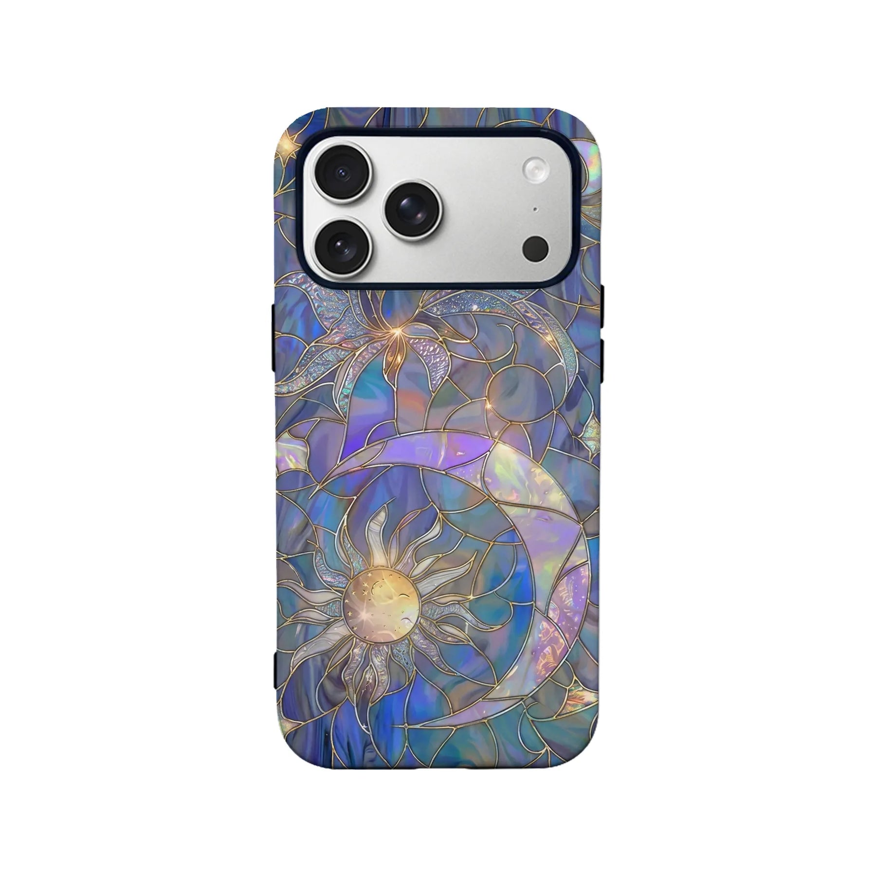 Stained Glass Sun and Moon Phone Case (Flat Printed Design, Not 3D)