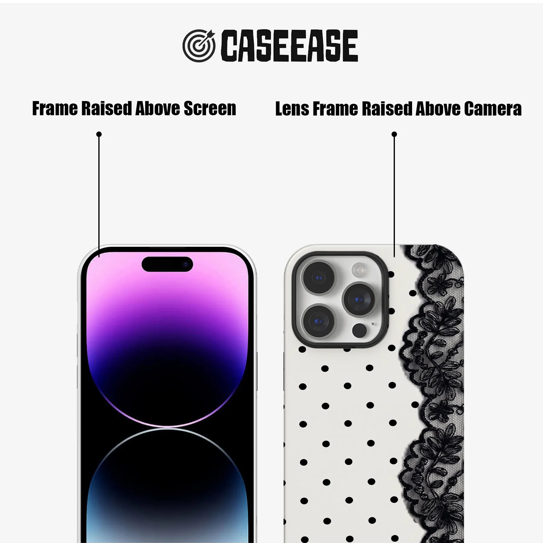 Elegant Polka Dot and Lace Phone Case