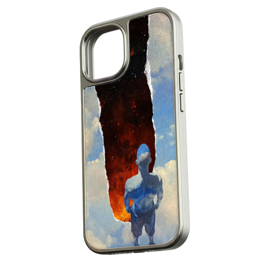 iPhone 15용 홀로그램 크롬 폰 케이스 - Cosmic Horizon Design