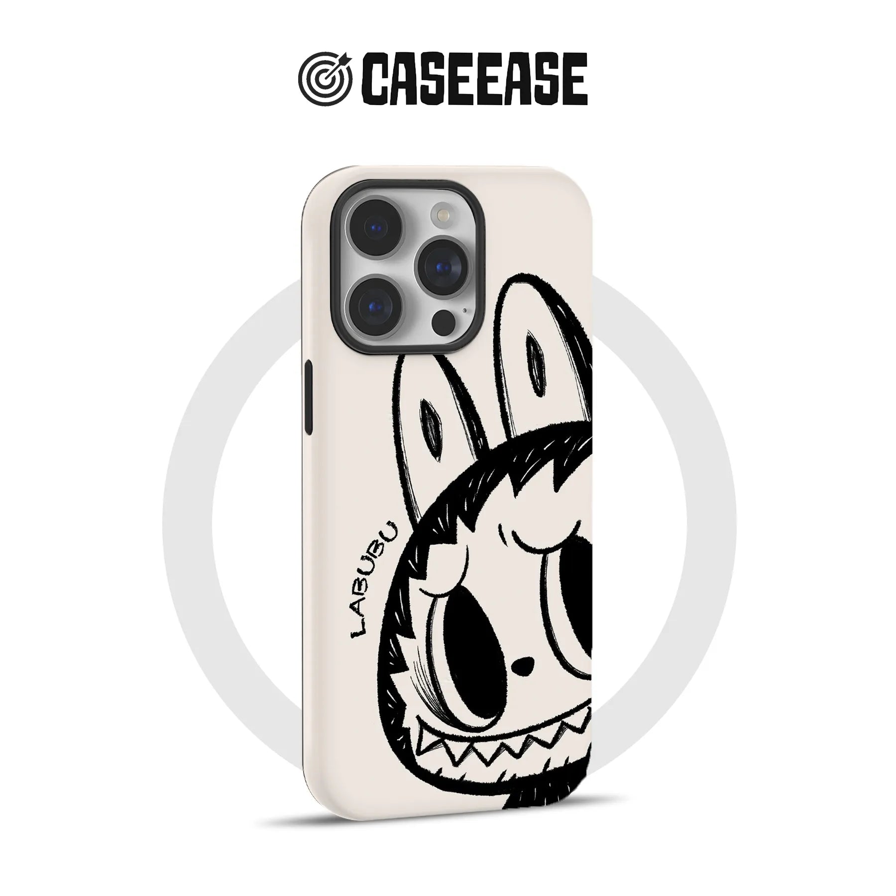 Funda para iPhone con cara de Labubu de dibujos animados
