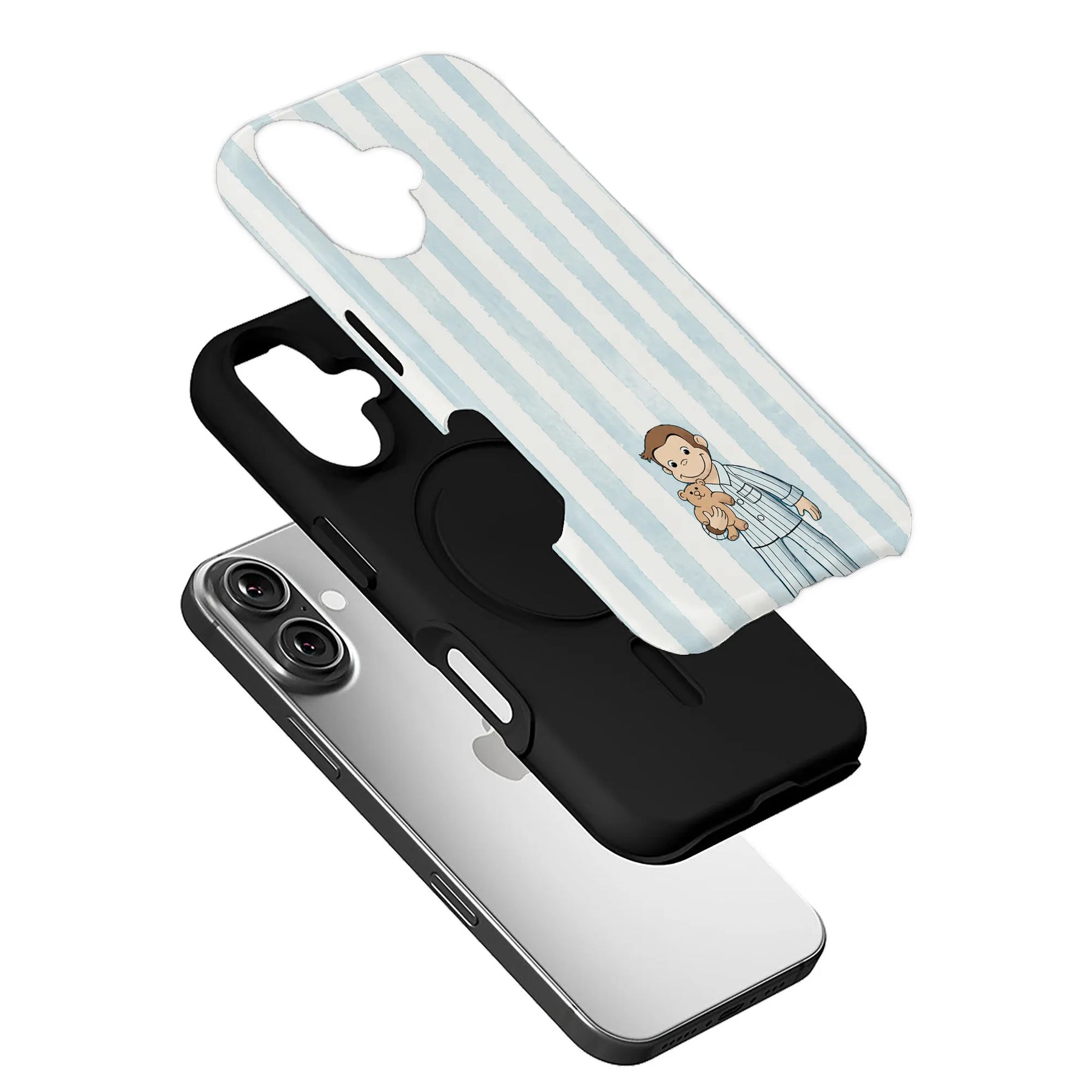 Cute Cartoon Boy Phone Case with Teddy Bear