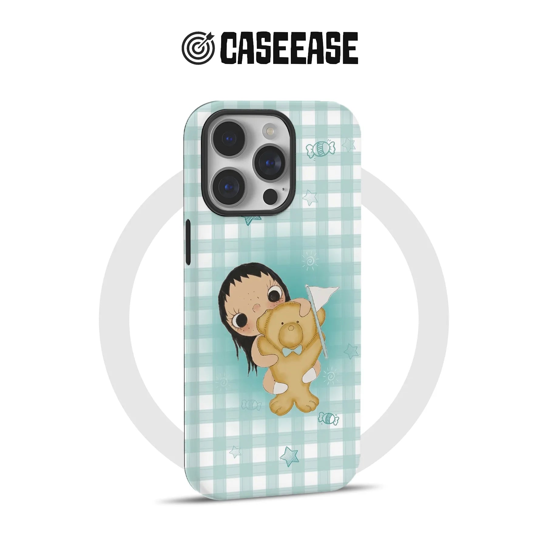 Cute Girl with Teddy Bear Phone Case