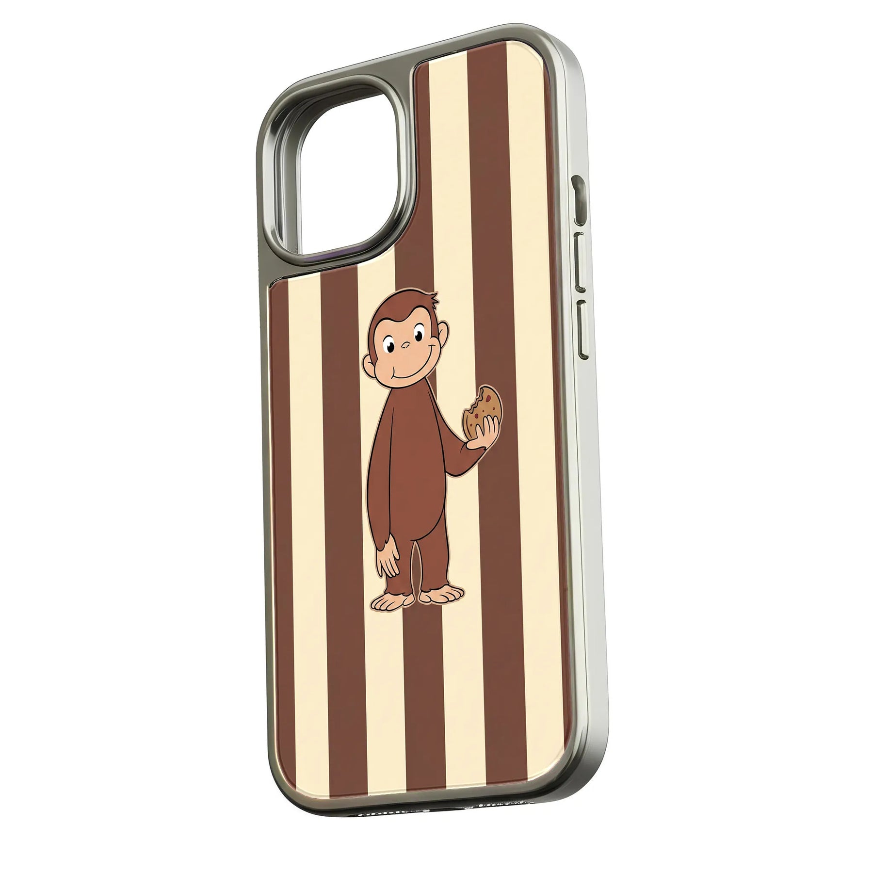 Funda holográfica cromada con diseño de mono curioso - Diseño caprichoso