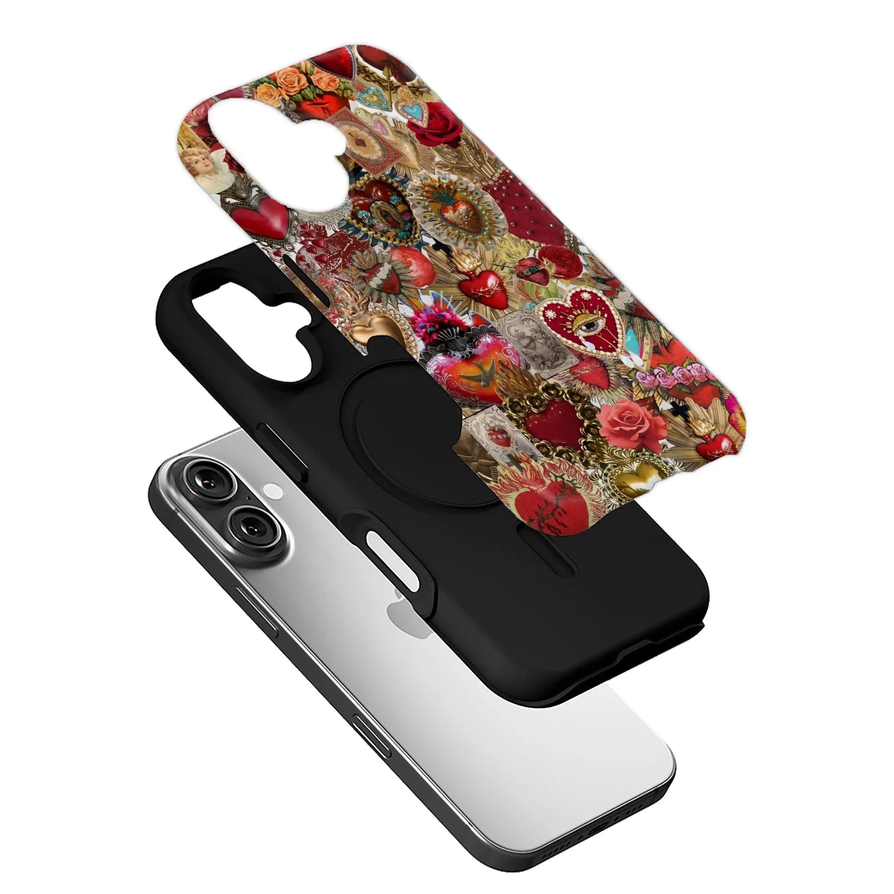 Funda para teléfono con corazones de colores