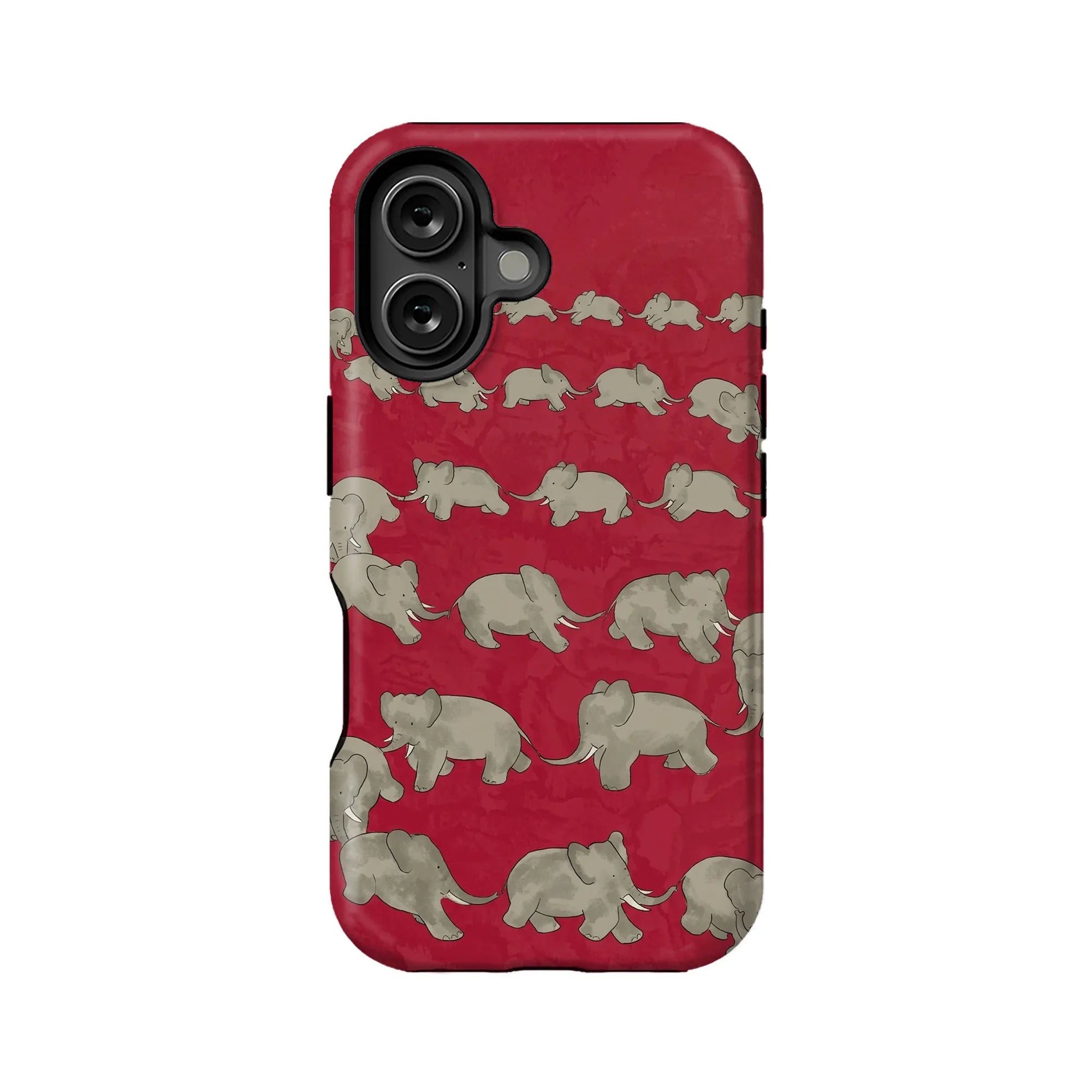 Red Elephant Herd Minimalist IPhone Phone Case - Premium Protective Phone Case - View 1