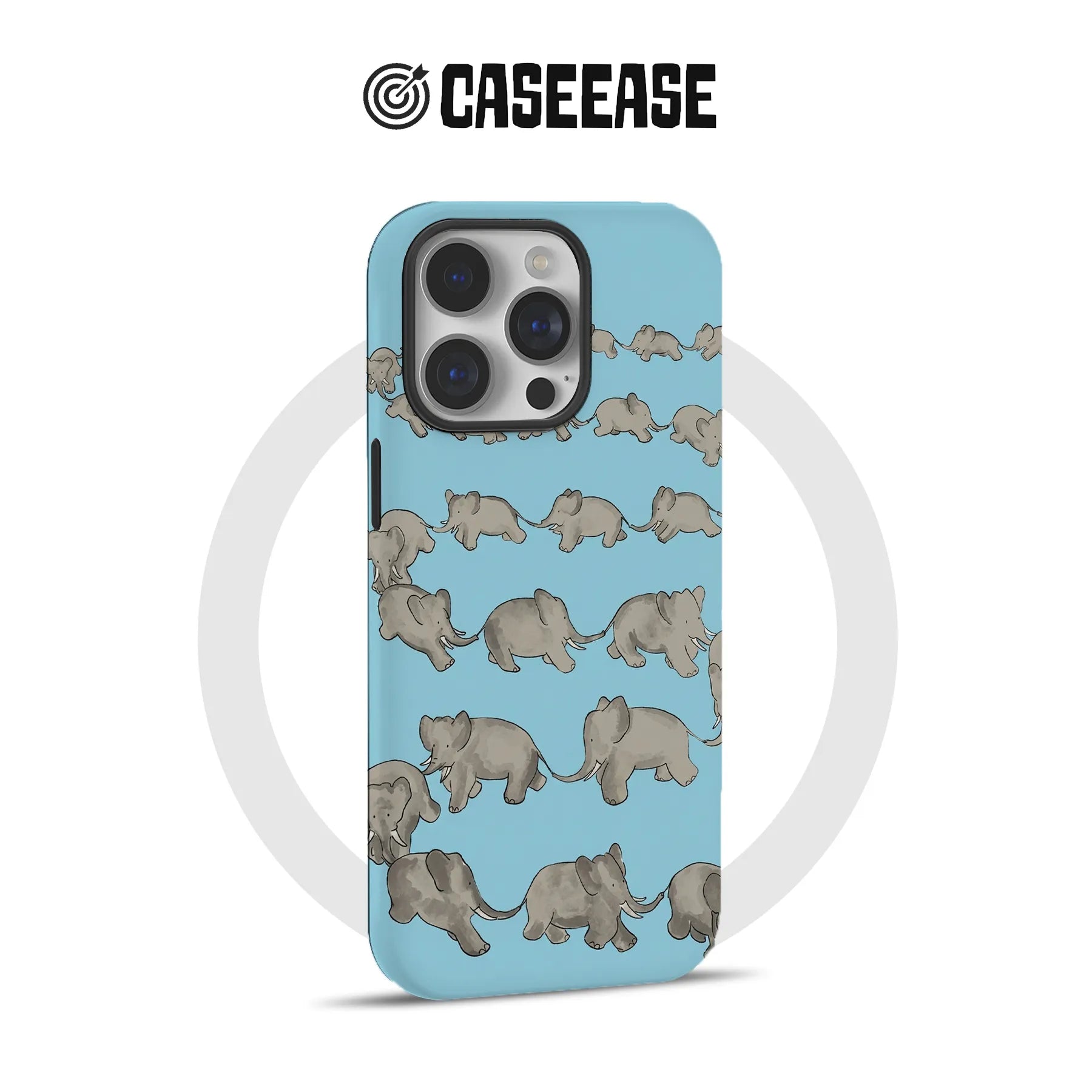 Blue elephant herd Minimalist IPhone Phone Case - Premium Protective Phone Case - View 4