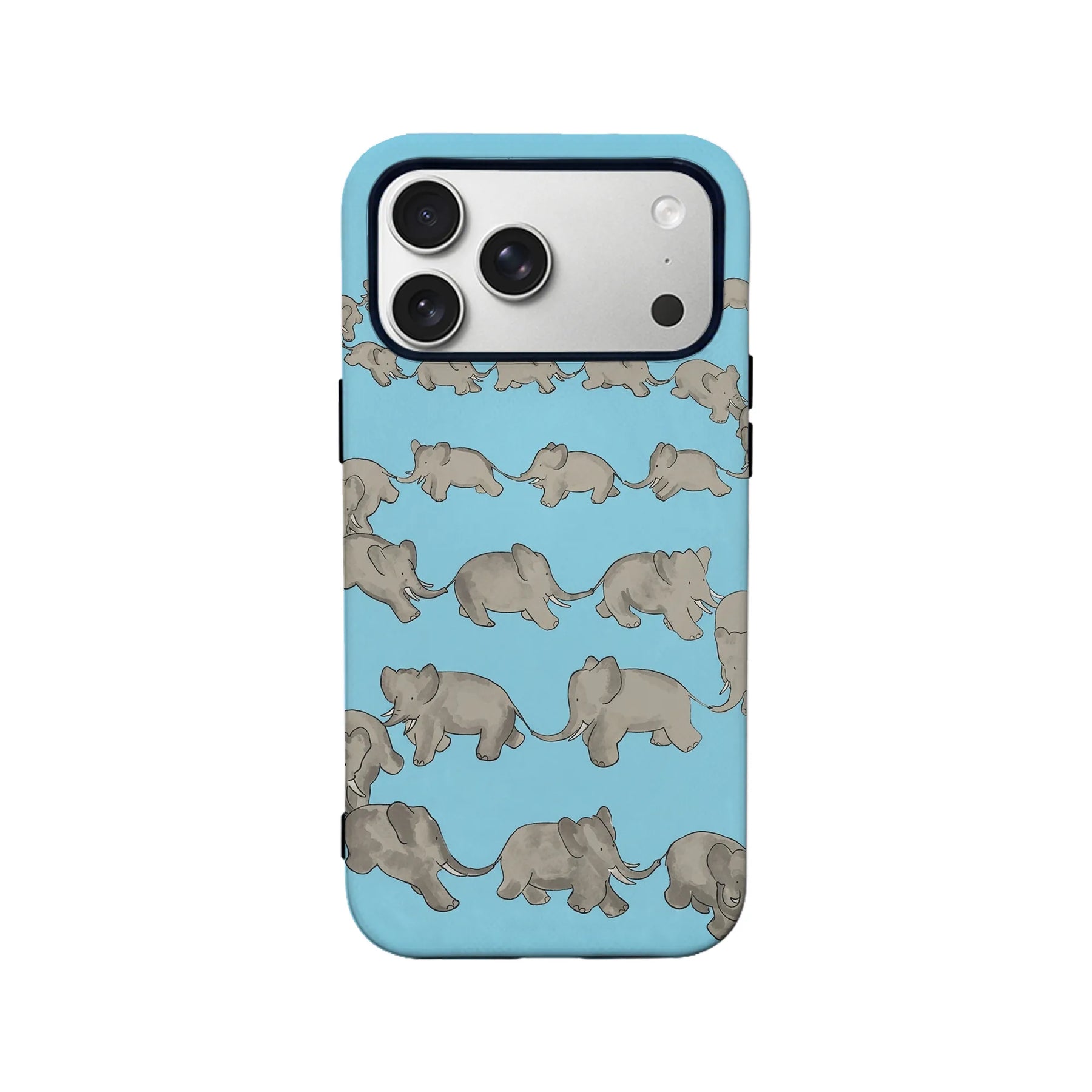 Blue elephant herd Minimalist IPhone Phone Case - Premium Protective Phone Case - View 2