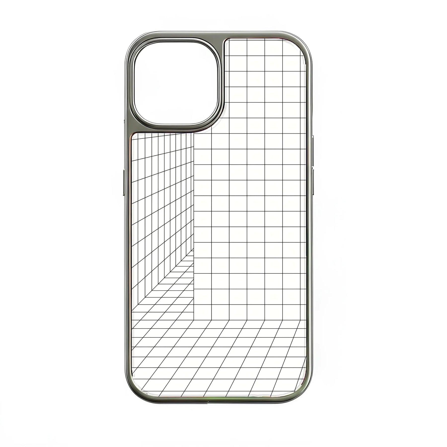 Holographic Chrome Phone Case for iPhone 14 Pro - 3D Grid Design