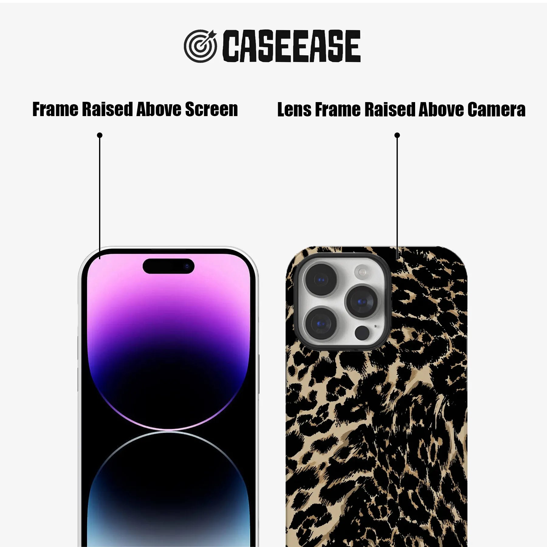 Funda texturizada de leopardo para iPhone: protección resistente y duradera