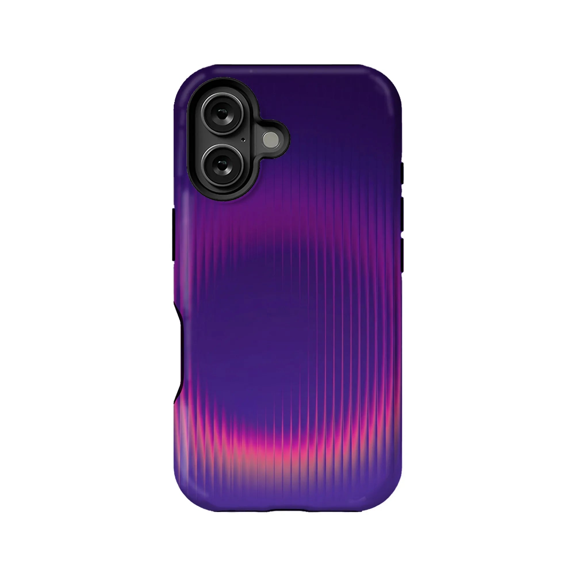 Purple magenta gradient ribbed phone case shown from back for ecommerce product listing