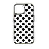 Funda para teléfono con diseño holográfico de lunares cromados en blanco y negro