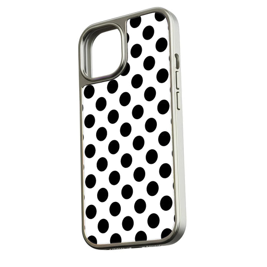 Holographic Chrome Polka Dot Phone Case - Black & White Design