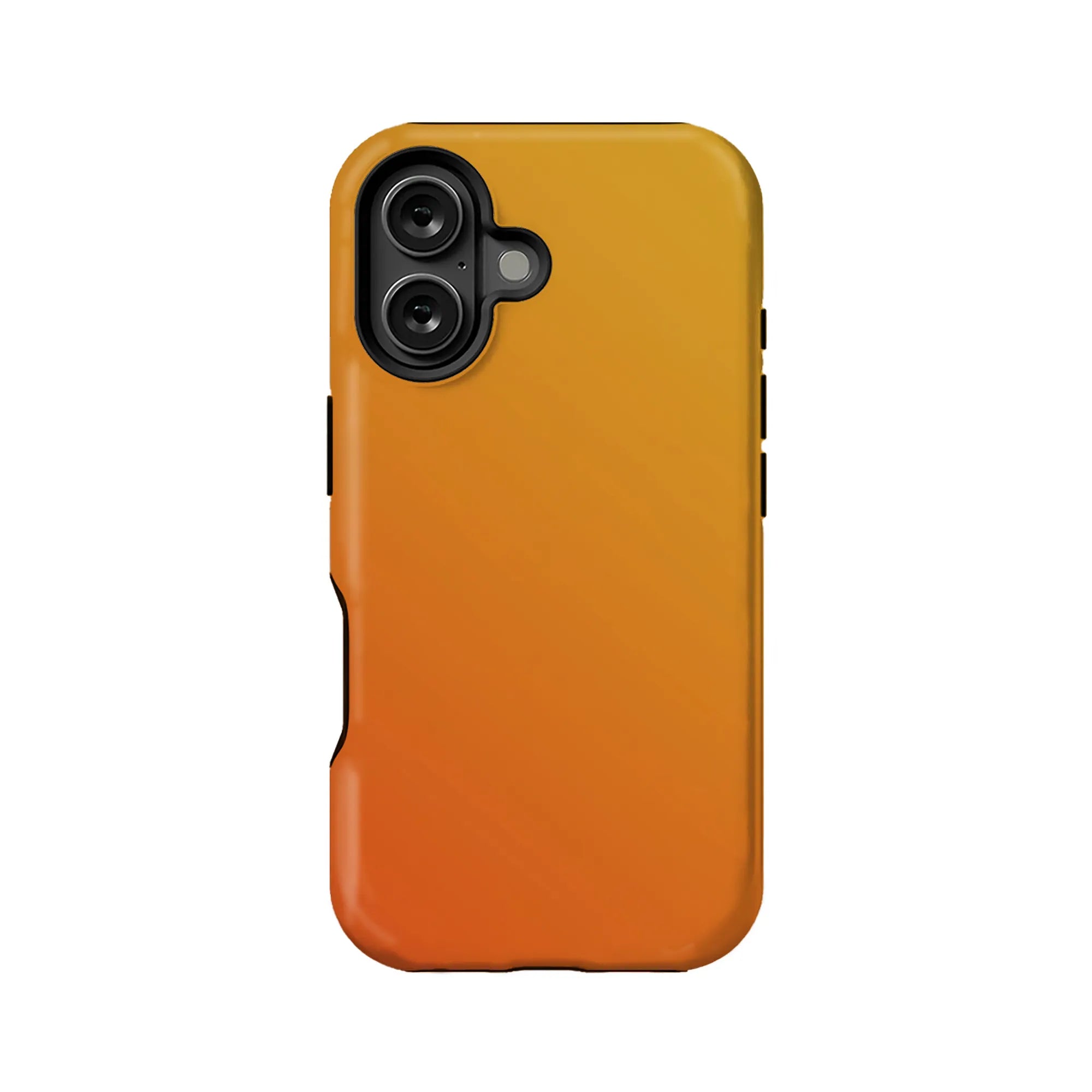 Orange gradient smartphone case with black camera cutout, rear product view