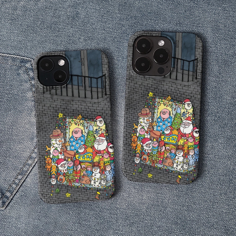 Funda para teléfono con escena navideña festiva