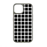 Holographic Chrome Phone Case for iPhone 14 Pro - Black and White Polka Dot Design
