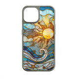 Holographic Chrome Sun & Waves Phone Case - Artistic Design (Flat Printed Design, Not 3D)