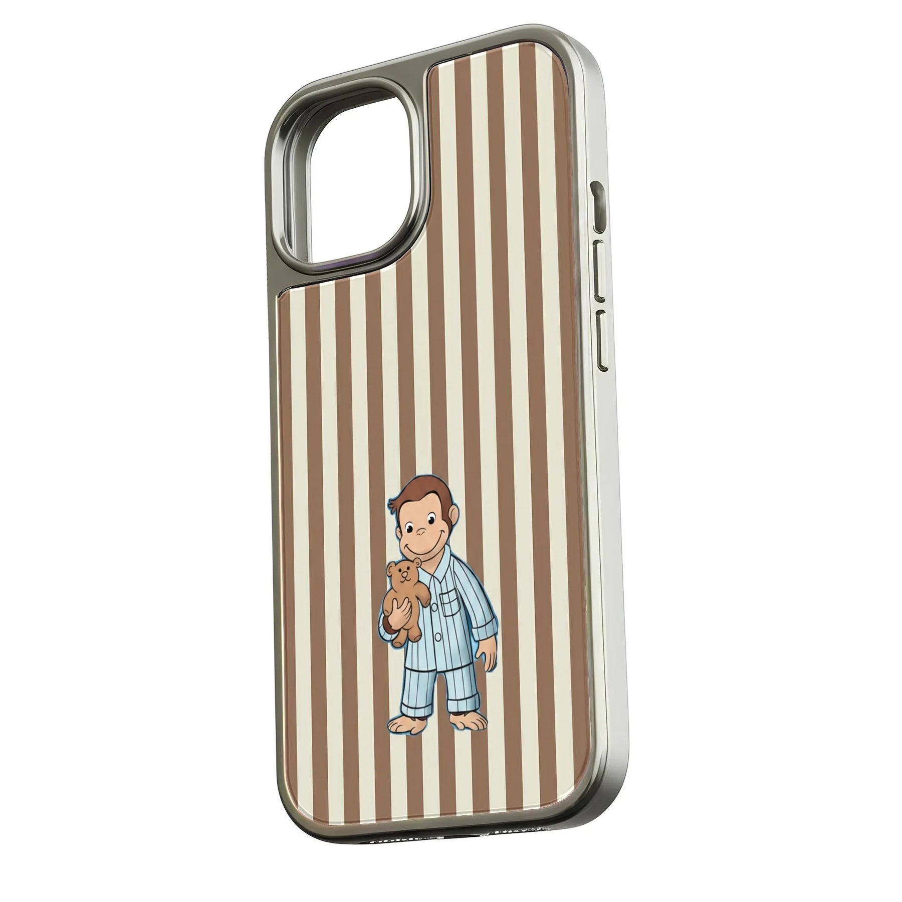 Funda holográfica cromada de George el Curioso: diseño de animal adorable