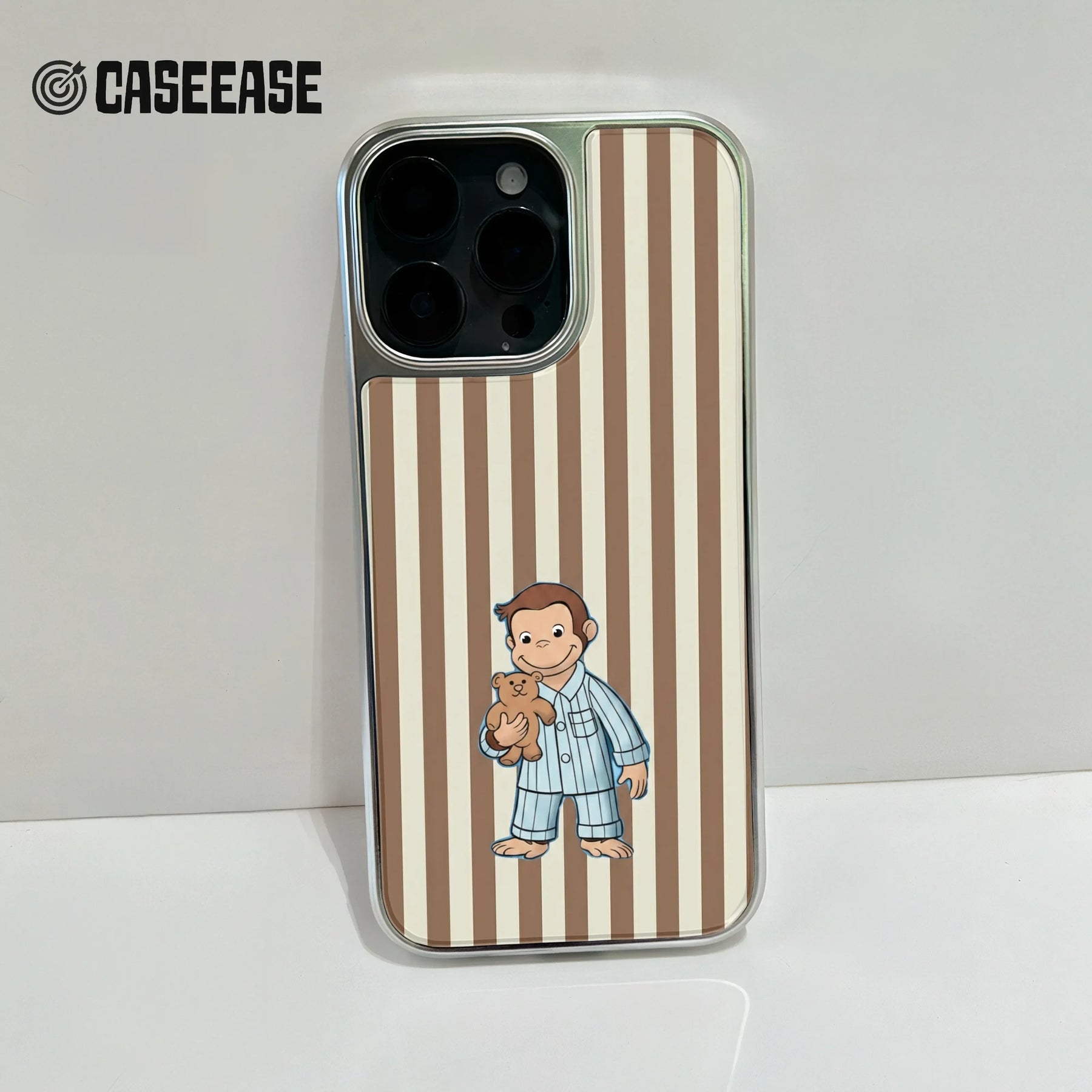 Funda holográfica cromada de George el Curioso: diseño de animal adorable