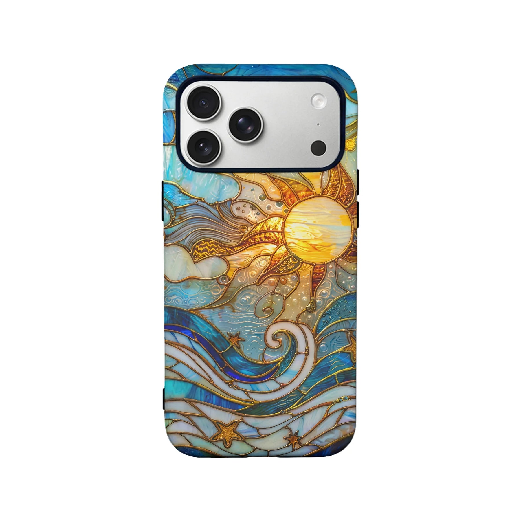 Artistic Sun and Wave Phone Case (Flat Printed Design, Not 3D)