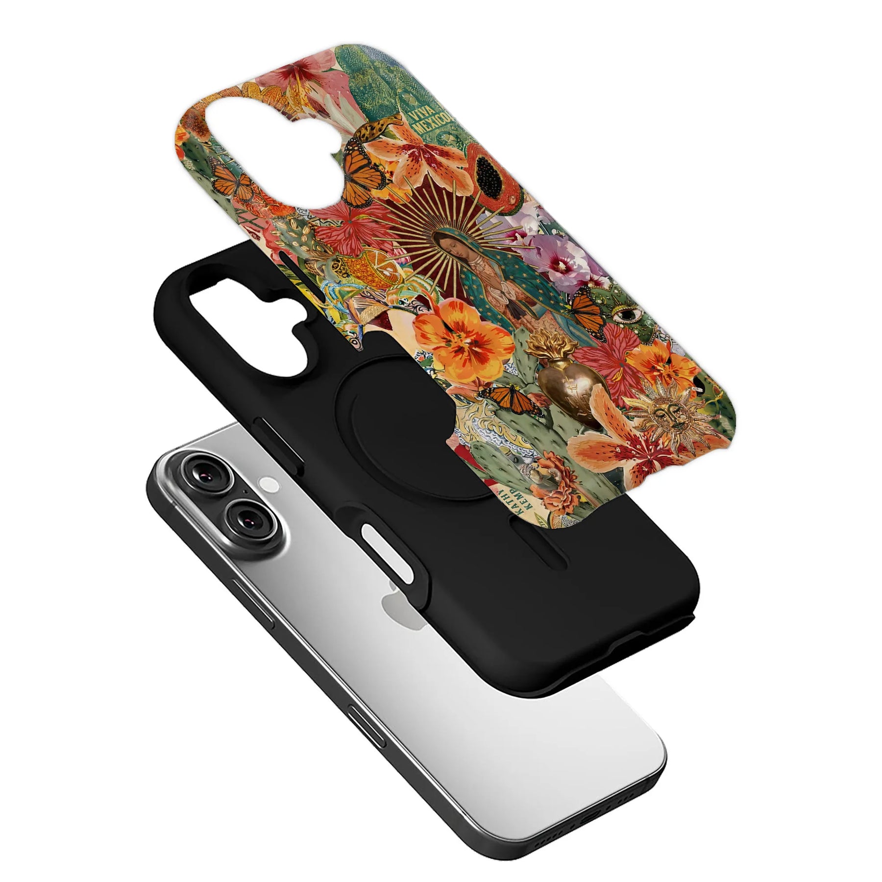 Vibrant Floral and Virgin Mary Phone Case