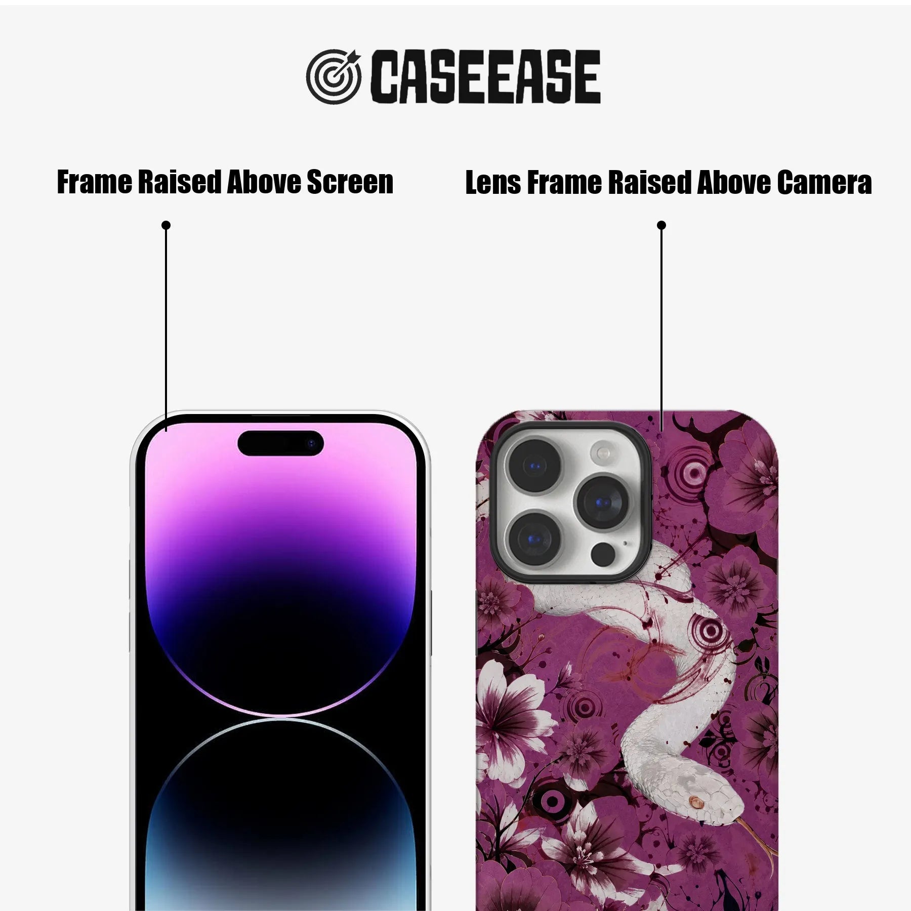 Artistic Purple Floral Snake Phone Case