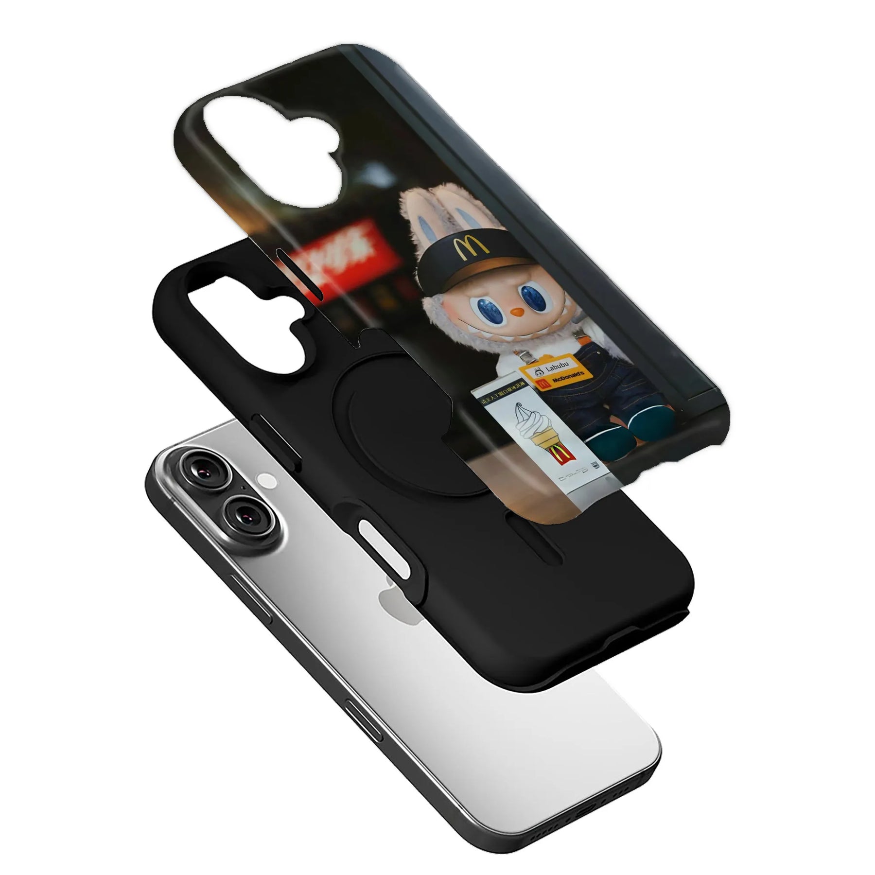 Funda para teléfono con diseño de conejito Labubu de McDonald's: diseño bonito y único