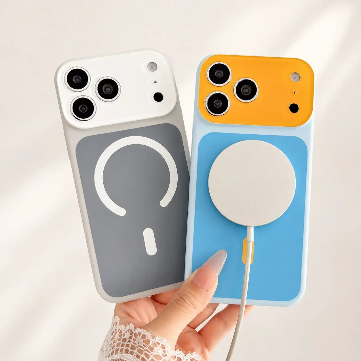 Dopamine Color Block Magnetic Phone Case for iPhone 17 16 15 14 13 Pro Max, Soft Touch Matte Cover for Gorls Women, compatible with MagSafe, Ultra Slim Thin Hard PC Case Cover (main image)